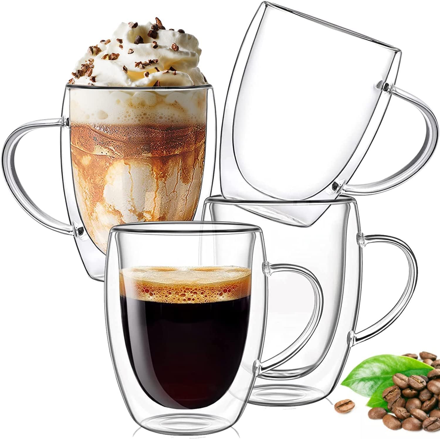 Ulrikco Double-Wall Glass Mugs, Set of 4